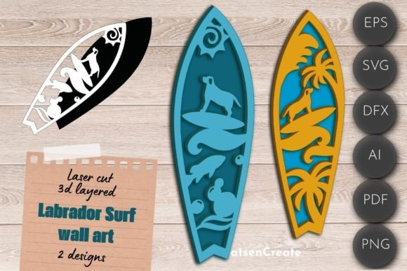 3D Layered SVG Surf Wall Art with Labrador: A Unique and Versatile Decor Option
