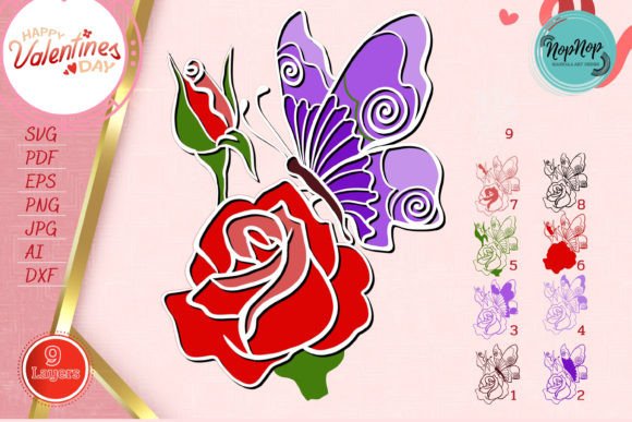 3D Rose and Butterfly V.2 – Vibrant Design for Creative Projects
