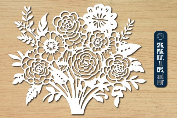 Flower Bouquet Paper Cut Design SVG