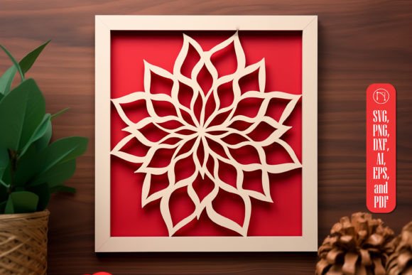 Laser Cut Flower in Frame Wall Decor SVG