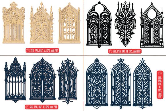 Laser Cut Gothic Window SVG Bundle