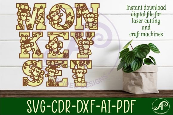 Monkey Name Letters Alphabet Set X 47 – Creative & Functional Laser Cutting Files