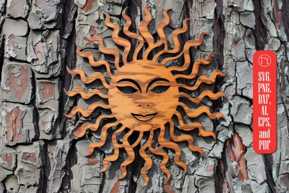 Mystical Sun Laser Cut Decor SVG: A Cosmic Design for Creative Minds
