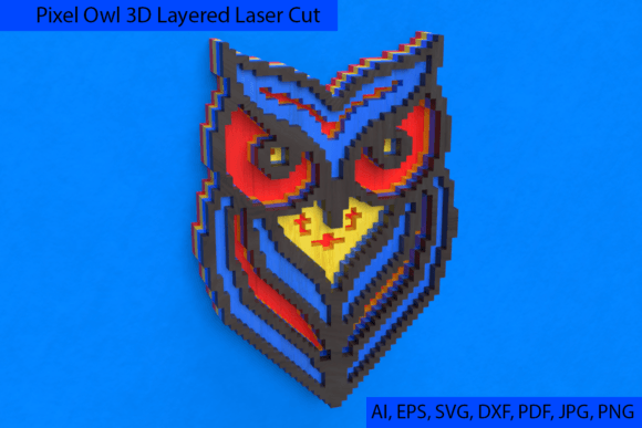 Pixel Owl 3D Layered Laser Cut