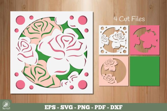 Rose Flowers Layered Papercut SVG