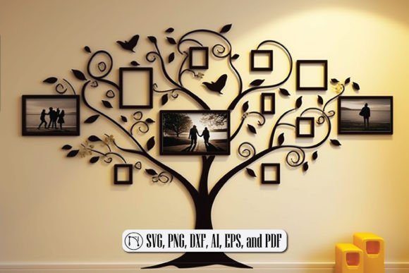 Tree Photo Frame Wall Decor SVG: Personalized Nature-Inspired Design
